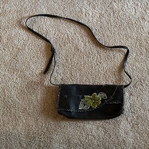 Chic Black Floral Women's Clutch